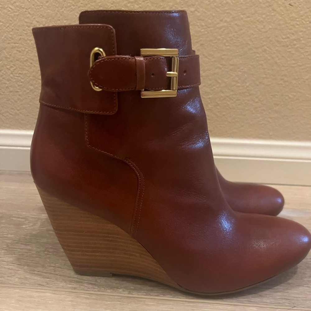 Nine West Leather Wedge Booties